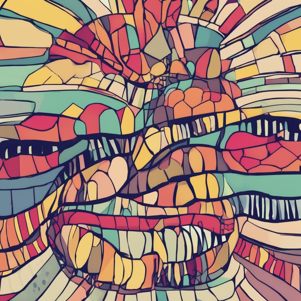 Ein abstraktes Gemälde mit bunten Farben, das an Erdschichten erinnert